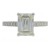 14k Gold 2.53 ct Emerald Cut Lab Diamond Ring