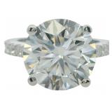 14kt Gold 7.56 ct Round VS Lab Diamond Ring