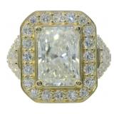14kt Gold 5.85 ct Radiant Cut Lab Diamond Ring