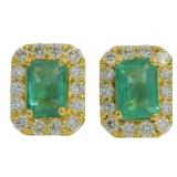 Brilliant 2.56 ct Emerald & Lab Diamond Earrings