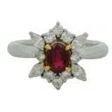 Platinum 1.56 ct Natural Ruby & Diamond Ring