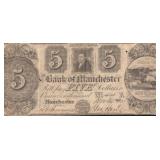 1827 $5 Bank of MI Currency Note
