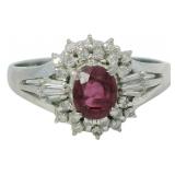 Platinum .88 ct Natural Ruby VS2 & Diamond Ring