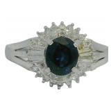 Platinum 1.05 ct Natural Sapphire & Diamond Ring