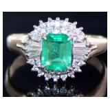 Platinum 1.08 ct Natural Emerald & VS Diamond Ring