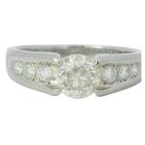 Platinum 1.33 ct Natural Round Cut Diamond Ring