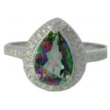 Pear Cut 1.40 ct Mystic Topazt & Diamond Ring