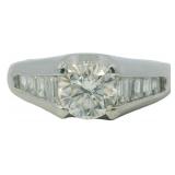Platinum 1.49 ct Natural Round Cut Diamond Ring