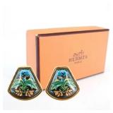 Hermes Enamel Earrings
