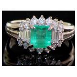 Platinum 1.57 ct Natural Emerald & Diamond Ring