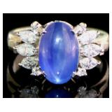 Platinum 4.17 ct Star Sapphire & VS Diamond Ring