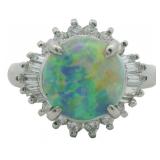 Platinum 2.22 ct Natural Opal & VS Diamond Ring