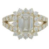 14kt Gold 3.30 ct Emerald Cut VS Lab Diamond Ring