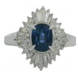 Platinum 1.92 ct Natural Sapphire & Diamond Ring