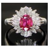 Platinum 1.52 ct GIA Ruby & Diamond Ring