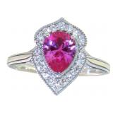 Pear Cut 1.25 ct Pink Sapphire & Diamond Ring