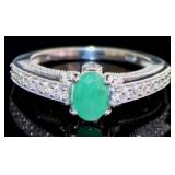 Oval Genuine Emerald Designer Ring