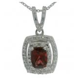 Radiant Cut Natural Garnet & Zircon Necklace