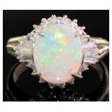 Platinum 2.34 ct Natural Opal & Diamond Ring
