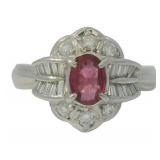 Platinum 1.12 ct Natural Ruby & Diamond Ring