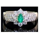Platinum Natural Emerald & VS Diamond Ring