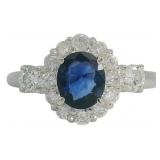 Platinum 1.72 ct Natural Sapphire & Diamond Ring