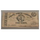 5 Cent North Carolina Obsolete Currency