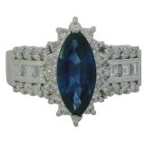 Platinum 1.61 ct Natural Sapphire & Diamond Ring