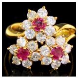 18kt Gold Natural 1.53 ct Ruby & Diamond Ring