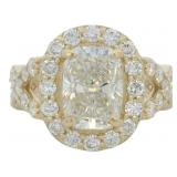 14kt Gold 4.00 ct Cushion Cut VS Lab Diamond Ring