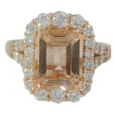 Emerald Cut 5.00 ct Morgaite & Diamond Ring
