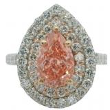 Brilliant 3.80 ct Pear Vivid Pink Lab Diamond Ring
