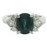 Platinum 3.48 ct Natural Sapphire & Diamond Ring