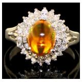 Platinum 2.35 ct Natural Opal & VS Diamond Ring