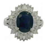 Platinum 3.00 ct Natural Sapphire & Diamond Ring