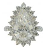 14kt Gold 5.80 ct VS Pear Cut Lab Diamond Ring