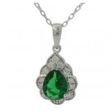 Pear Cut 1.30 ct Emerald & Diamond Necklace