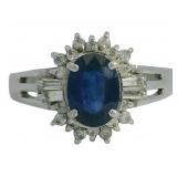 Platinum 1.24 ct Natural Sapphire & Diamond Ring