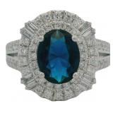 Stunning 3.50 ct Sapphire & VS Lab Diamond Ring