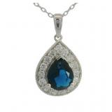 Pear Cut 2.35 ct Sapphire & Diamond Necklace
