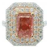 Radiant Cut 4.17 ct VS Vivid Pink Lab Diamond Ring