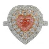 Heart Cut 3.35 ct Vivid Pink VS Lab Diamond Ring