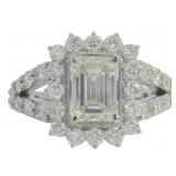 14kt Gold 3.00 ct Emerald Cut VS Lab Diamond Ring