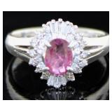 Platinum 1.10 ct Natural Ruby & Diamond Ring