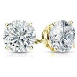 14k Gold  5.04 ct Round Lab Diamond Stud Earrings