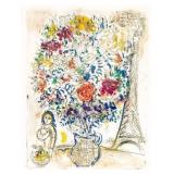 Bouquet a la Tour Eiffel Canvas by Marc Chagall
