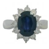 Platinum 2.70 ct Natural Sapphire & Diamond Ring