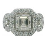 14kt Gold 3.38 ct Asscher Cut VS Lab Diamond Ring