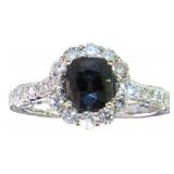 14kt Gold 2.08 ct GIA Sapphire & Diamond Ring