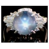 Platinum 6.31 ct Star Sapphire & VS Diamond Ring